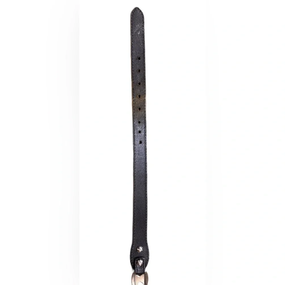 Justin Vintage Black Leather Belt with Silver Buckle and Conchos ladies size XL